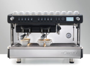 La Cimbali | M26 Traditional Coffee Machine with dual brewing heads and cup warmer.