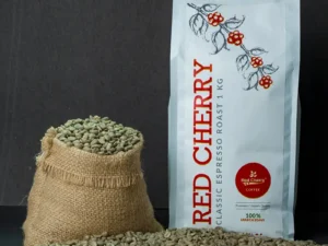 Close-up of Nepali Arabica Green Beans showcasing their fresh and vibrant green color